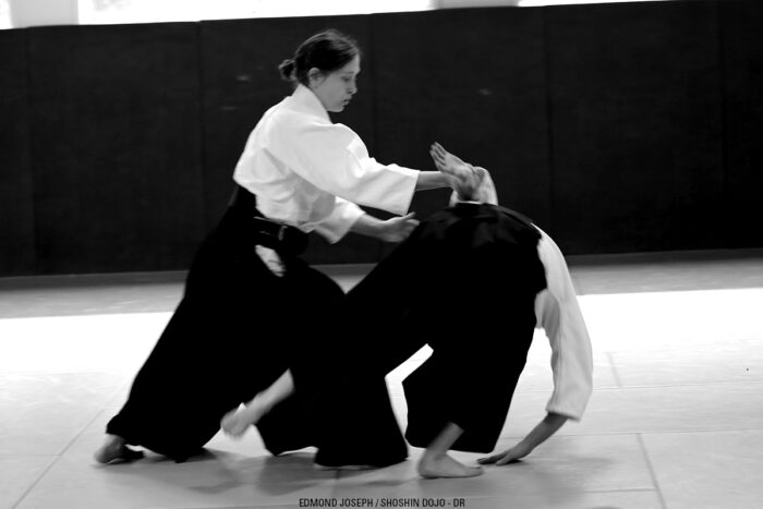 Hélène Doué en stage d'aikido à Besançon au Shoshin Dojo